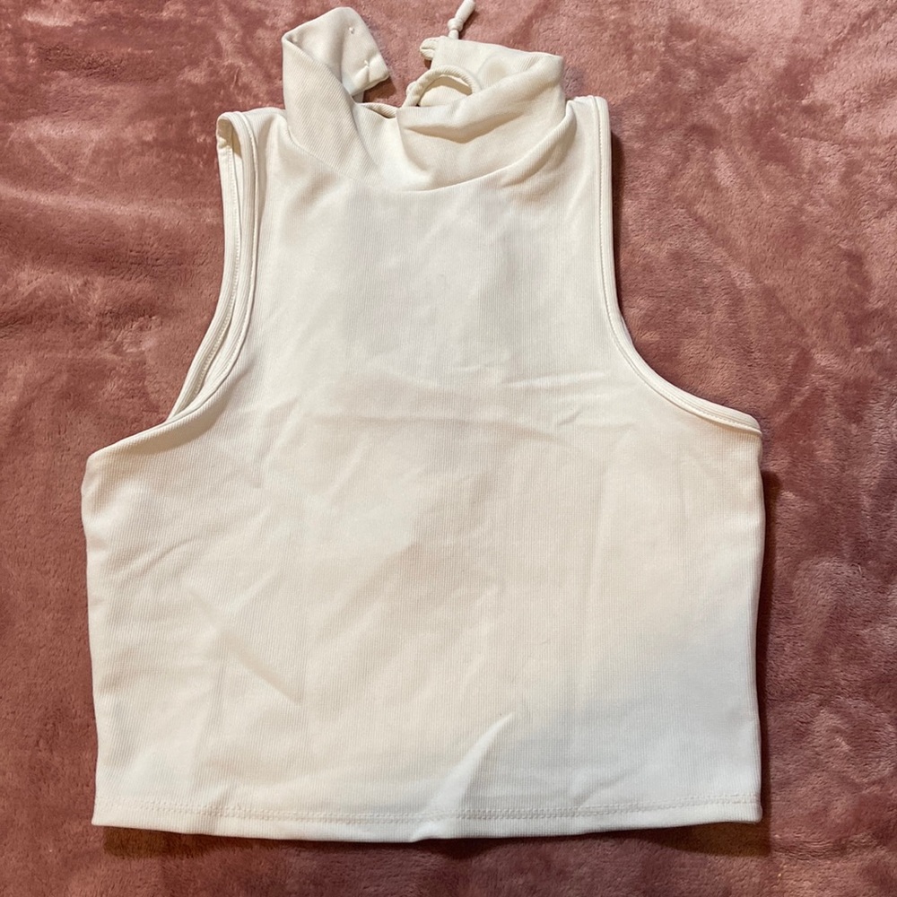 High neck strappy back shirt